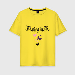 Женская футболка хлопок Oversize Девственница и бабочки