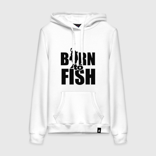 Женская толстовка хлопок Born to fish, цвет белый