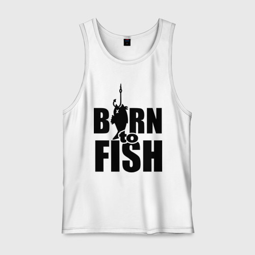 Мужская майка хлопок Born to fish, цвет белый