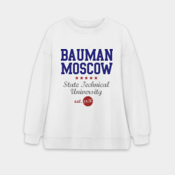 Женский свитшот oversize без начеса хлопок МГТУ