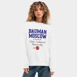 Женский свитшот oversize без начеса хлопок МГТУ - фото 2