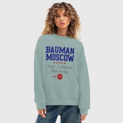 Женский свитшот oversize без начеса хлопок МГТУ - фото 2