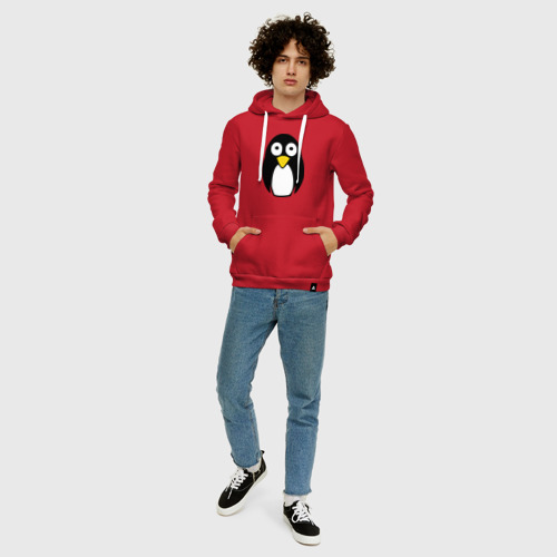 Мужская толстовка хлопок Милый пингвин, цвет красный - фото 5