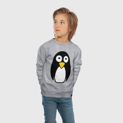 Детский свитшот хлопок Милый пингвин, цвет меланж - фото 5