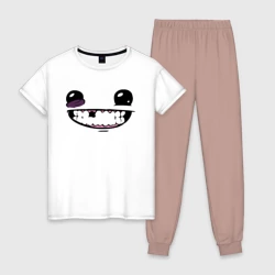 Женская пижама с белой футболкой хлопок Super Meat Boy: Face