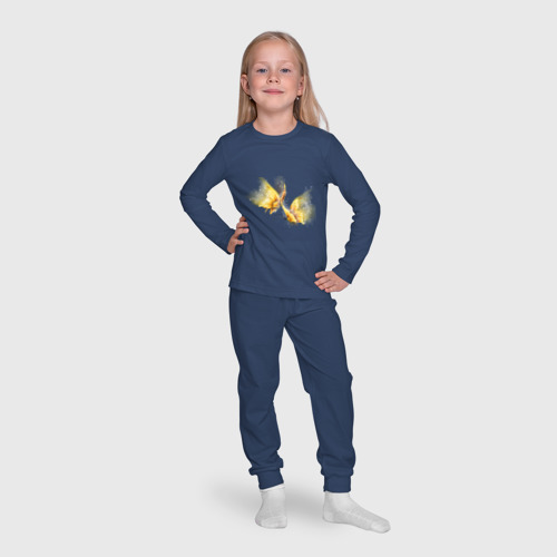 Детская пижама с лонгсливом хлопок Золотые бабочки, цвет темно-синий - фото 7