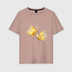 Женская футболка хлопок Oversize Золотые бабочки