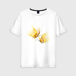 Женская футболка хлопок Oversize Золотые бабочки