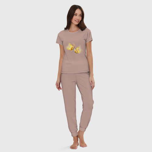 Женская пижама хлопок Золотые бабочки, цвет пыльно-розовый - фото 5