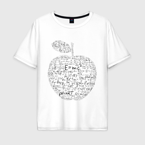 Мужская футболка хлопок Oversize Яблоко Ньютона формулы физики, цвет белый