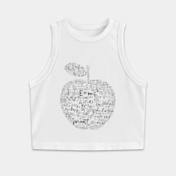 Женская укороченная майка-топ хлопок Яблоко Ньютона формулы физики