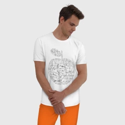 Мужская пижама с белой футболкой хлопок Яблоко Ньютона формулы физики - фото 2