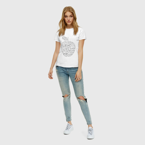 Женская футболка хлопок Яблоко Ньютона формулы физики, цвет белый - фото 5