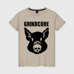 Женская футболка хлопок Grindcore pig