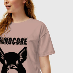 Женская футболка хлопок Oversize Grindcore pig - фото 2