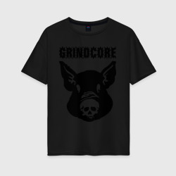 Женская футболка хлопок Oversize Grindcore pig