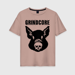 Женская футболка хлопок Oversize Grindcore pig