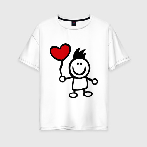 Женская футболка хлопок Oversize Для влюбленных (2), цвет белый