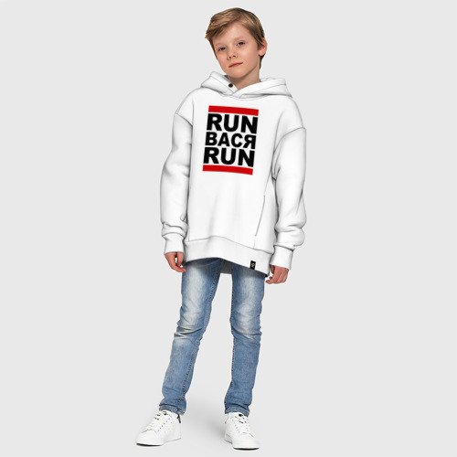 Детское худи Oversize хлопок Run Вася Run, цвет белый - фото 11