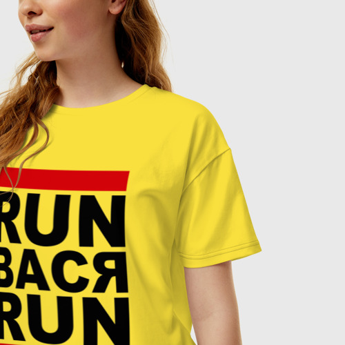 Женская футболка хлопок Oversize Run Вася Run, цвет желтый - фото 3