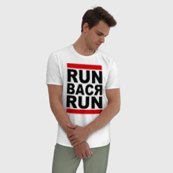 Мужская пижама с белой футболкой хлопок Run Вася Run - фото 2