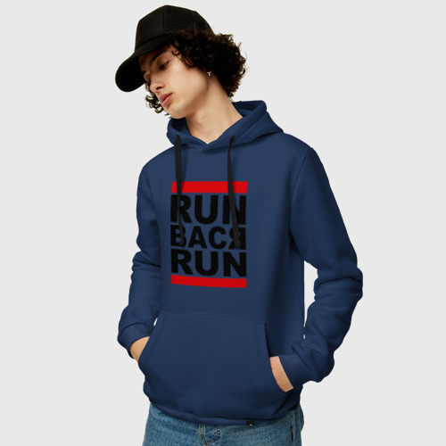 Мужская толстовка хлопок Run Вася Run, цвет темно-синий - фото 3