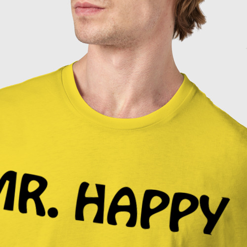 Мужская футболка хлопок Мистер счастье, цвет желтый - фото 6