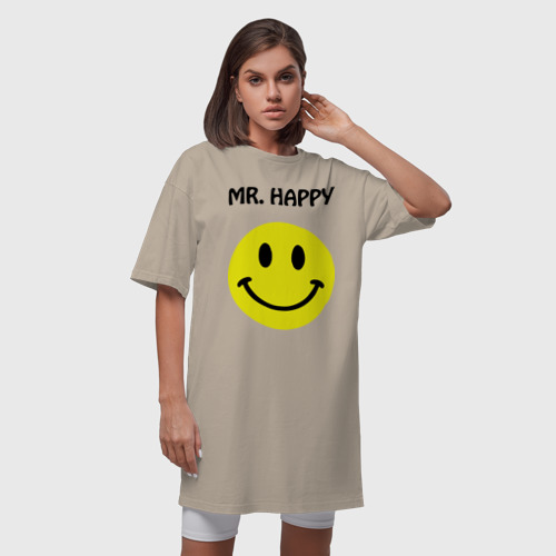Платье-футболка хлопок Мистер счастье, цвет миндальный - фото 5