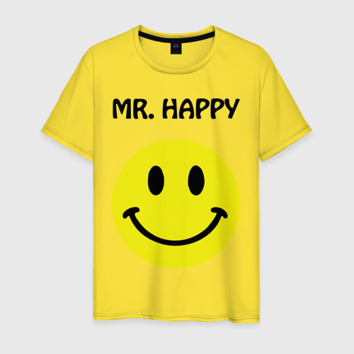 Мужская футболка хлопок Мистер счастье, цвет желтый