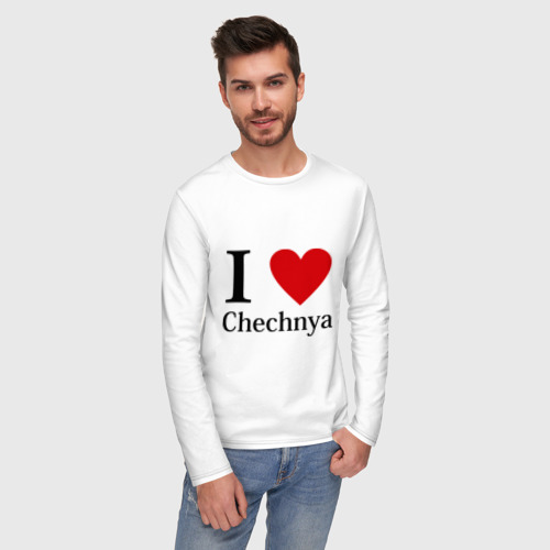 Мужской лонгслив хлопок i love chechnya, цвет белый - фото 3