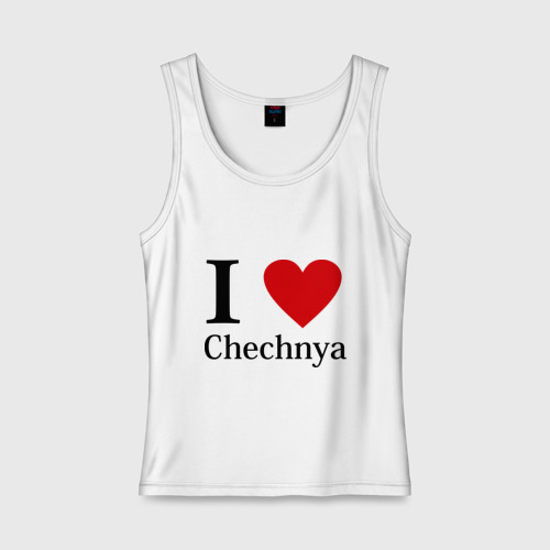 Женская майка хлопок i love chechnya, цвет белый