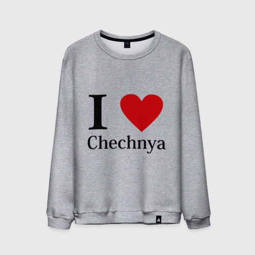 Мужской свитшот хлопок i love chechnya, цвет меланж