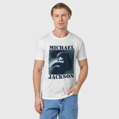 Мужская футболка хлопок Michael Jackson с шляпой 2, цвет белый - фото 3