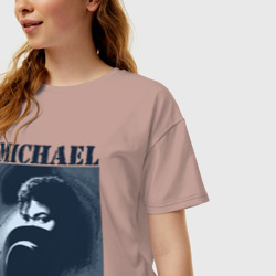 Женская футболка хлопок Oversize Michael Jackson с шляпой 2 - фото 2