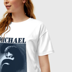 Женская футболка хлопок Oversize Michael Jackson с шляпой 2 - фото 2