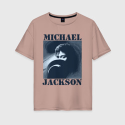 Женская футболка хлопок Oversize Michael Jackson с шляпой 2