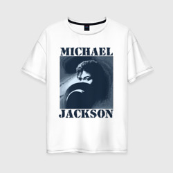 Женская футболка хлопок Oversize Michael Jackson с шляпой 2