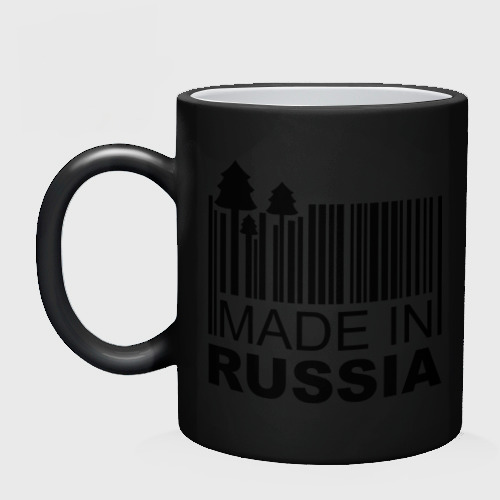 Кружка хамелеон Made in Russia штрихкод, цвет белый + черный - фото 3