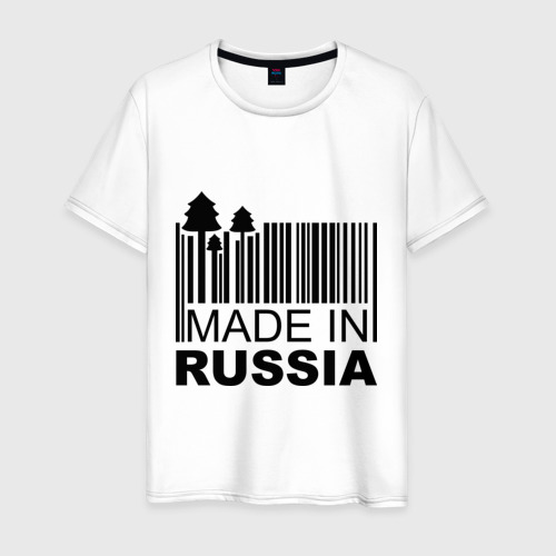 Мужская Футболка Made in Russia штрихкод (хлопок)