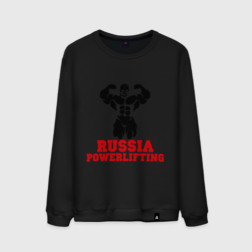 Мужской свитшот хлопок Russia Powerlifting, цвет черный