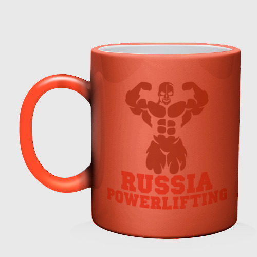 Кружка хамелеон Russia Powerlifting, цвет белый + красный - фото 3