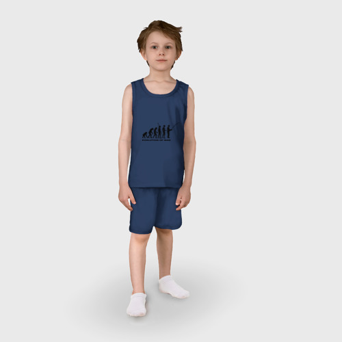 Детская пижама с шортами хлопок Рыбак. Эволюция, цвет темно-синий - фото 3