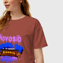 Женская футболка хлопок Oversize Novosib my love - фото 2