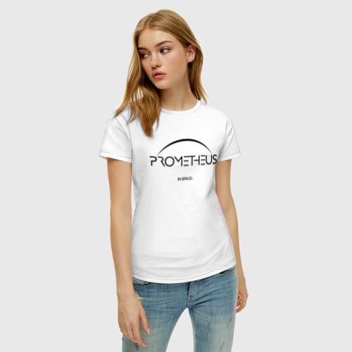 Женская футболка хлопок Прометей лого, цвет белый - фото 3