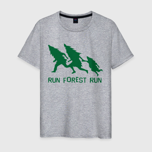 Мужская футболка хлопок Беги лес, цвет меланж