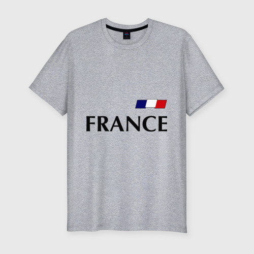 Мужская футболка хлопок Slim Сборная Франции - Бензима 10 (Benzima), цвет меланж