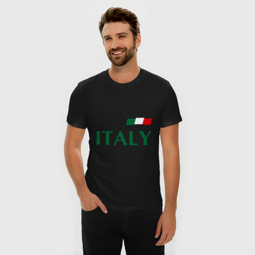 Мужская футболка хлопок Slim Сборная Италии - 10, цвет черный - фото 3