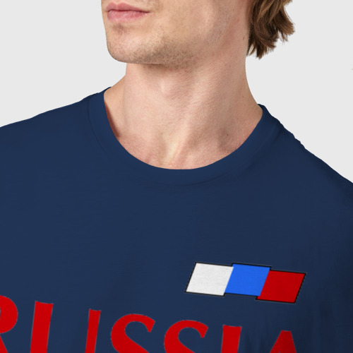 Мужская футболка хлопок Сборная России, цвет темно-синий - фото 6