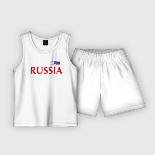 Детская пижама с шортами хлопок Сборная России, цвет белый