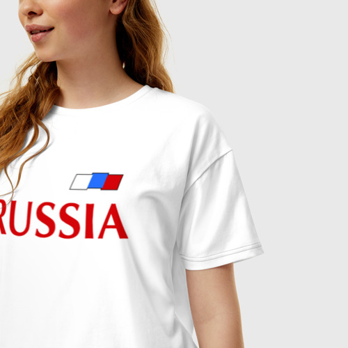 Женская футболка хлопок Oversize Сборная России, цвет белый - фото 3